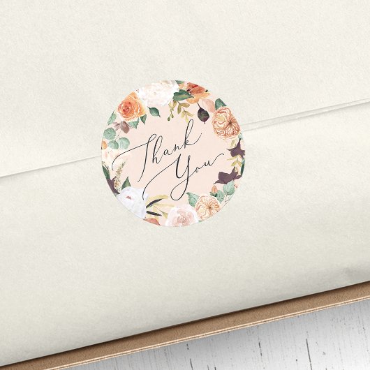 Sticker Rond Boho Blooms Moderne Floral Merci Favoriser