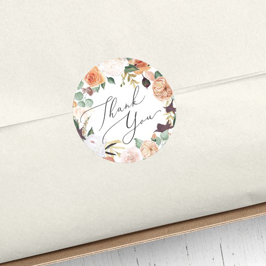 Sticker Rond Boho Blooms Moderne Floral Merci Favoriser