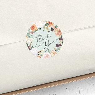 Sticker Rond Boho Blooms Moderne Floral Merci Favoriser