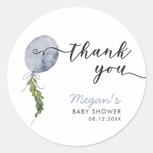 Sticker Rond Boho Blue Balloon Garland Baby shower Favoriser (Devant)