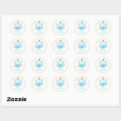 Sticker Rond Boho Blue Citrouille Baby Boy Douche (Feuille)