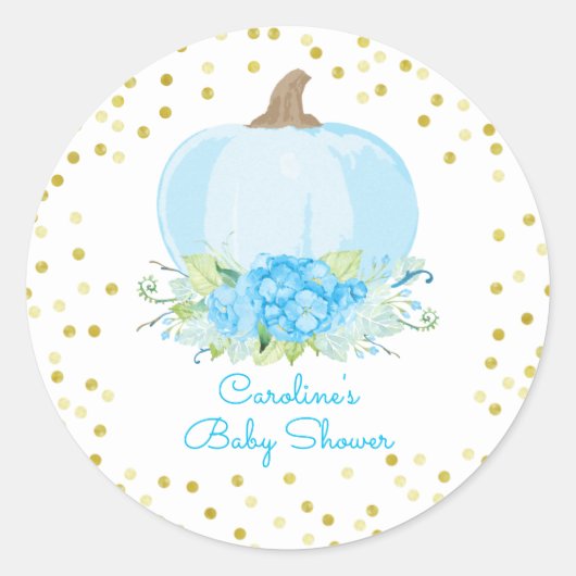 Sticker Rond Boho Blue Citrouille Baby Boy Douche (Devant)