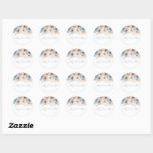 Sticker Rond Boho Blue : Dusty Blue Bohemian Floral Mariage (Feuille)