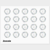 Sticker Rond Boho Blue Floral Wreath Wedding (Feuille)