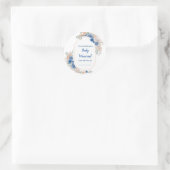 Sticker Rond Boho Blue Pampas Grass Baby shower (Sac)