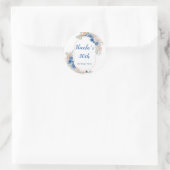 Sticker Rond Boho Blue Pampas Herbe Anniversaire (Sac)