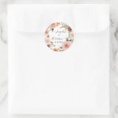 Sticker Rond BOHO Blush Floral Peach Rust Vert Aquarelle (Sac)