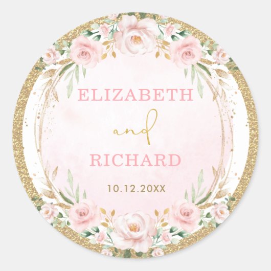 Sticker Rond Boho Blush Flower Fairy Conte mariage Favoriser (Devant)