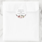 Sticker Rond Boho Blush Plum Floral Wedding Favoriser (Sac)