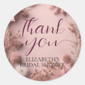 Sticker Rond Boho Blush rose Fleur sauvage séché Merci de scrip (Devant)