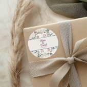 Sticker Rond Boho Blush Roses Roses Nom Personnalisé Mariage