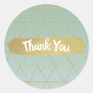 Sticker Rond Boho Bohème Chic Or Doré Menthe Moderne Sweet 16 F