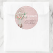 Sticker Rond BOHO Bohemian Dream Catcher Baby shower fille Rose (Sac)