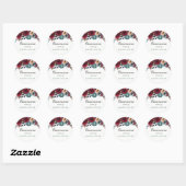 Sticker Rond Boho Bordo Bourgogne Fleurs rouges Quinceanera (Feuille)