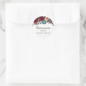 Sticker Rond Boho Bordo Bourgogne Fleurs rouges Quinceanera (Sac)