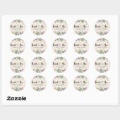 Sticker Rond Boho Botanical fleur sauvage mariage merci (Feuille)