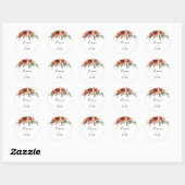 Sticker Rond Boho Botanique Automne Floral Mariage Enveloppe Ph (Feuille)