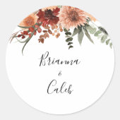 Sticker Rond Boho Botanique Automne Floral Mariage Enveloppe Ph (Devant)