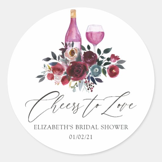 Sticker Rond Boho Bourgogne et Fête de Mariage au Vin de Nuit d (Devant)