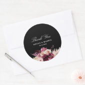 Sticker Rond Boho Bourgogne Rose Merci noir (Enveloppe)
