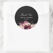 Sticker Rond Boho Bourgogne Rose Merci noir (Sac)