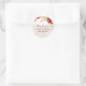Sticker Rond BOHO Bourgogne Rose Pampas Mariage (Sac)