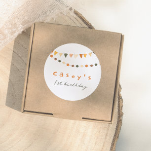 Sticker Rond Boho Bunting drapeaux Genre Neutre Anniversaire Fê