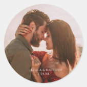 Sticker Rond Boho Burgundy Photo Wedding (Devant)