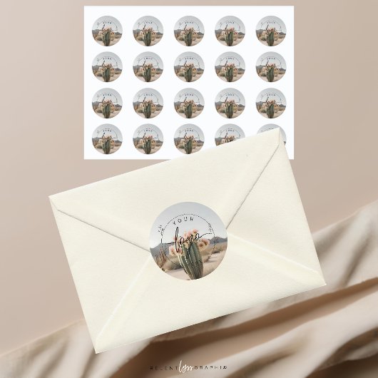 Sticker Rond Boho | Cactus à fleurs | Esthétique