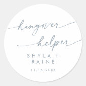 Sticker Rond Boho Chic Ardoise Bleu Hangover Helper Favoriser (Devant)