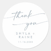 Sticker Rond Boho Chic Ardoise Bleu Merci Mariage Faveur (Devant)