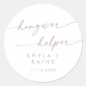 Sticker Rond Boho Chic Blush Pink Hangover Helper Favoriser (Devant)