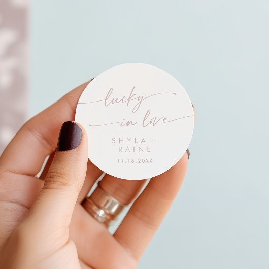 Sticker Rond Boho Chic Blush Rose Lucky En Amour Favoriser
