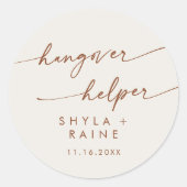 Sticker Rond Boho Chic Bohemian Cream Hangover Helper Favoriser (Devant)
