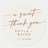 Sticker Rond Boho Chic Bohemian Crème Un Merci Sucré Favoriser (Devant)