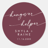 Sticker Rond Boho Chic Bourgogne Rouge Hangover Aide Favoriser (Devant)
