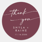 Sticker Rond Boho Chic Bourgogne Rouge Merci Mariage Faveur (Devant)