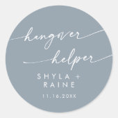 Sticker Rond Boho Chic Dusty Blue Hangover Helper Favoriser (Devant)