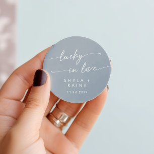Sticker Rond Boho Chic Dusty Blue Lucky In Love Favoriser