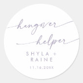 Sticker Rond Boho Chic Dusty Purple Hangover Helper Favoriser (Devant)