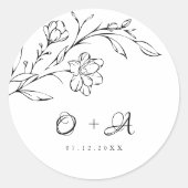 Sticker Rond Boho Chic Elégant Mariage Monogramme Enveloppe Pho (Devant)