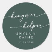 Sticker Rond Boho Chic Emerald Green Hangover Helper Favoriser (Devant)