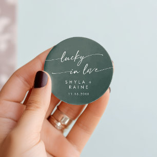 Sticker Rond Boho Chic Emerald Green Lucky In Love Favoriser