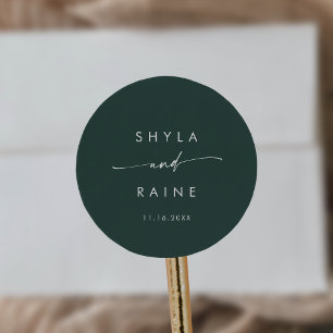 Sticker Rond Boho Chic Emerald Green Names Enveloppe Phoques