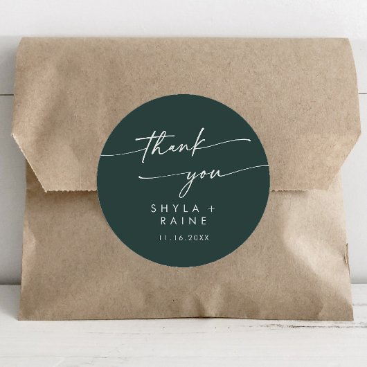 Sticker Rond Boho Chic Emerald Vert Merci mariage Faveur