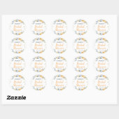 Sticker Rond Boho Chic Fleur de Pêche Lavage de Mariée (Feuille)