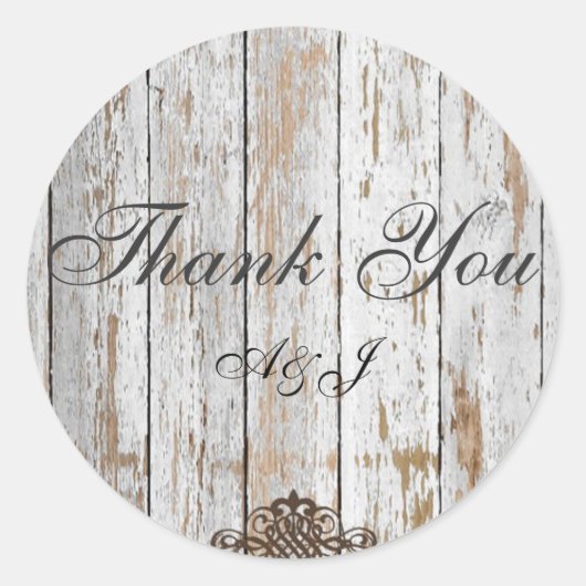 Sticker Rond boho chic grange bois mariage campagnard rustique (Devant)