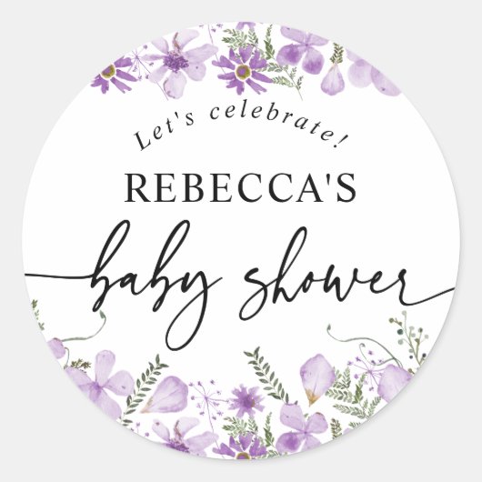Sticker Rond Boho Chic Lavender Baby shower Enveloppe ronde Sce (Devant)