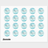Sticker Rond Boho Chic Merci bleu moderne XOXOXO (Feuille)