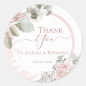 Sticker Rond Boho chic Merci rose floral roux (Devant)